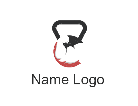 kettlebell gym shaped logo with bodybuilder arm