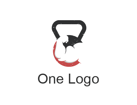kettlebell gym shaped logo with bodybuilder arm