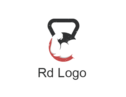 kettlebell gym shaped logo with bodybuilder arm