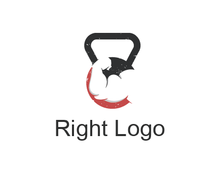 kettlebell gym shaped logo with bodybuilder arm
