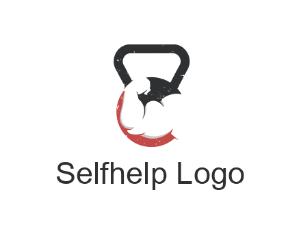 kettlebell gym shaped logo with bodybuilder arm