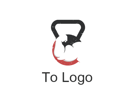 kettlebell gym shaped logo with bodybuilder arm