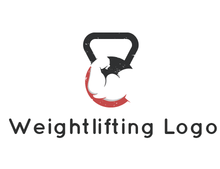 kettlebell gym shaped logo with bodybuilder arm