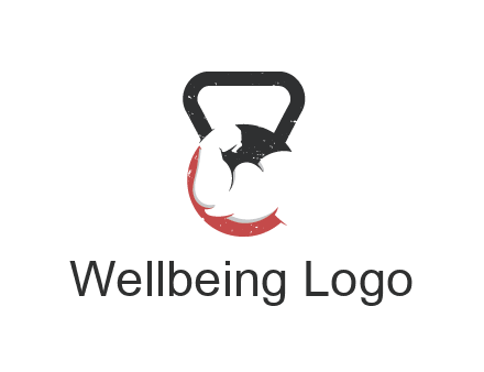 kettlebell gym shaped logo with bodybuilder arm