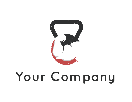 kettlebell gym shaped logo with bodybuilder arm
