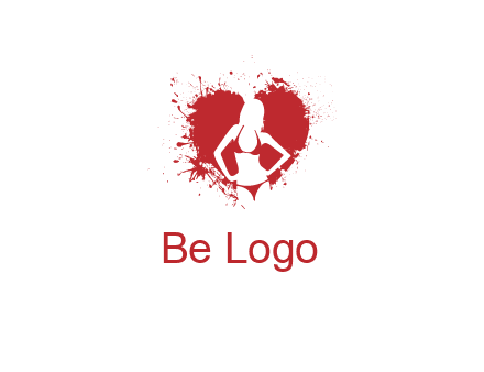 girl wear bikini inside heart splash logo