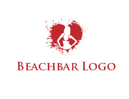 girl wear bikini inside heart splash logo