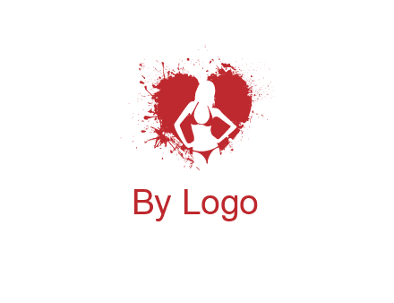 girl wear bikini inside heart splash logo