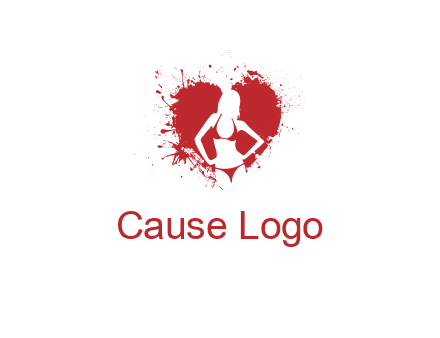 girl wear bikini inside heart splash logo