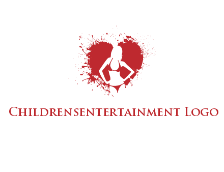 girl wear bikini inside heart splash logo