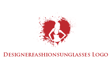 girl wear bikini inside heart splash logo