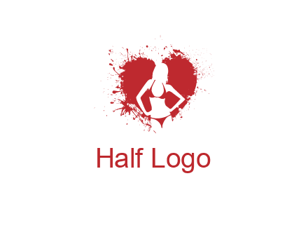 girl wear bikini inside heart splash logo