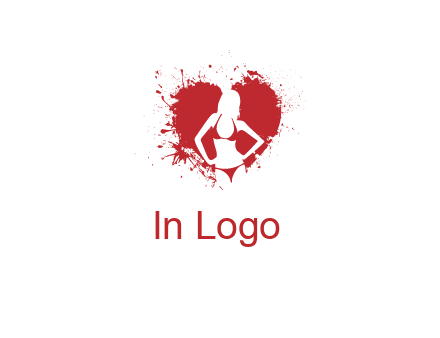 girl wear bikini inside heart splash logo
