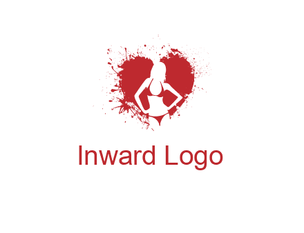 girl wear bikini inside heart splash logo