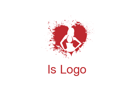 girl wear bikini inside heart splash logo