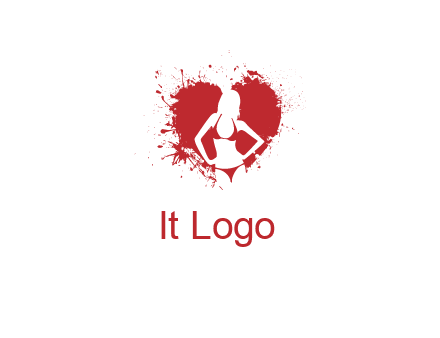 girl wear bikini inside heart splash logo