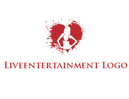 girl wear bikini inside heart splash logo