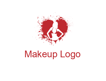 girl wear bikini inside heart splash logo