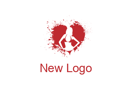 girl wear bikini inside heart splash logo