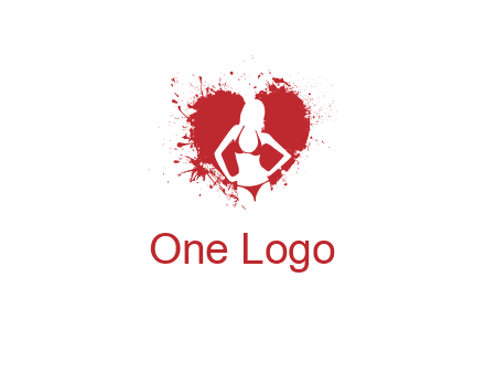 girl wear bikini inside heart splash logo