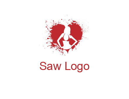 girl wear bikini inside heart splash logo