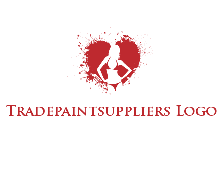 girl wear bikini inside heart splash logo