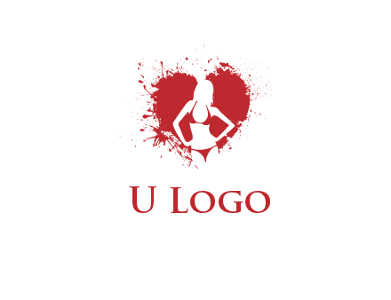 girl wear bikini inside heart splash logo