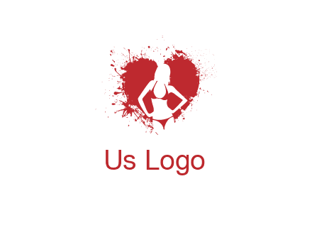girl wear bikini inside heart splash logo