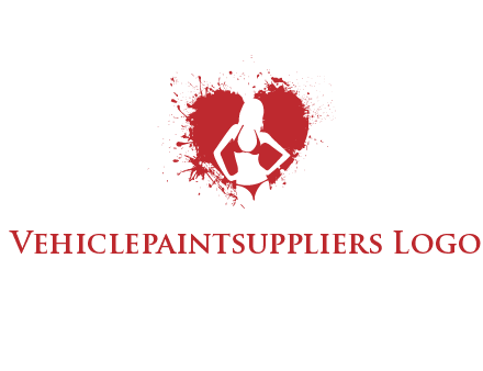 girl wear bikini inside heart splash logo