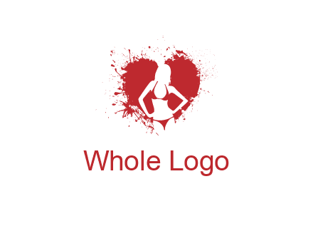 girl wear bikini inside heart splash logo