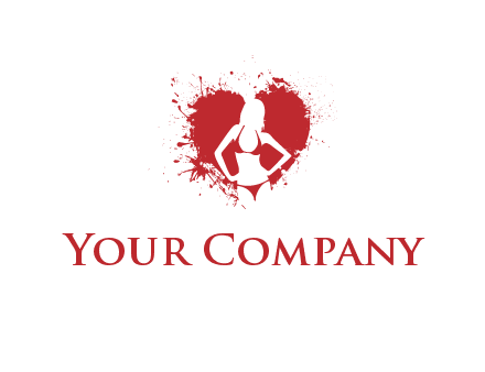 girl wear bikini inside heart splash logo