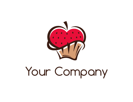 heart shaped apple in a cupcake liner