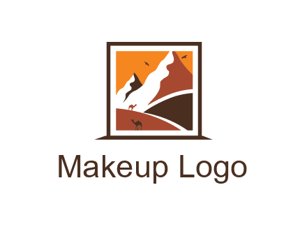 logo resembles a framed painting of the desert and mountains