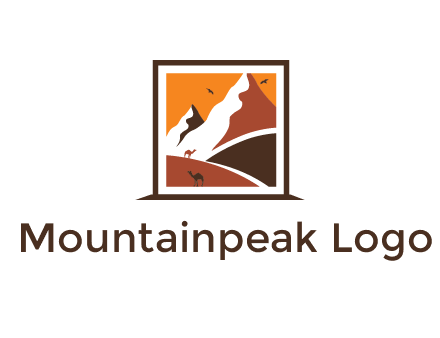 logo resembles a framed painting of the desert and mountains