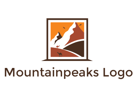 logo resembles a framed painting of the desert and mountains