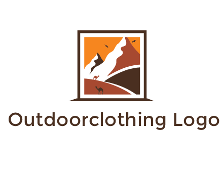 logo resembles a framed painting of the desert and mountains