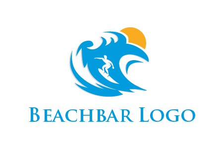 sun, surfing and the waves logo