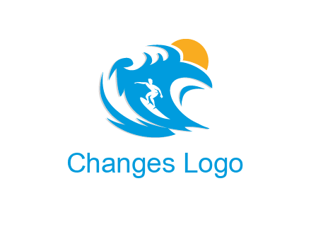 sun, surfing and the waves logo
