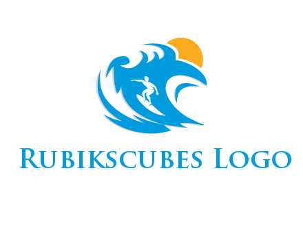 sun, surfing and the waves logo