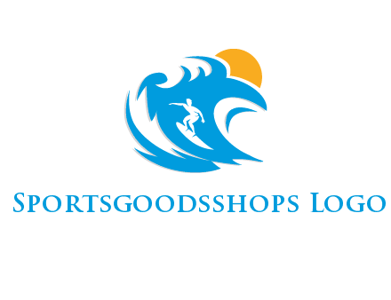 sun, surfing and the waves logo