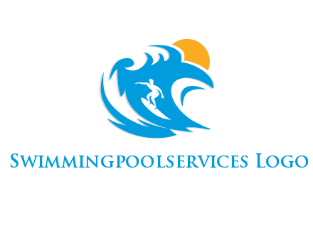 sun, surfing and the waves logo