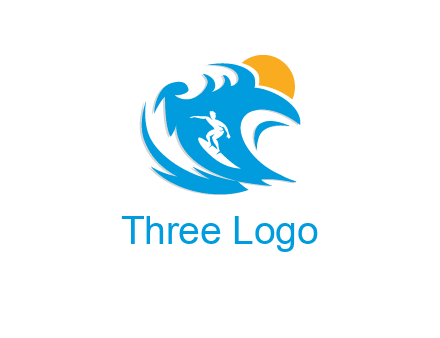 sun, surfing and the waves logo