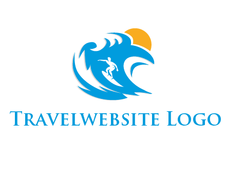sun, surfing and the waves logo