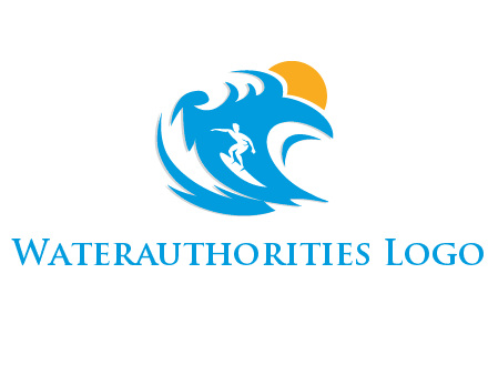 sun, surfing and the waves logo