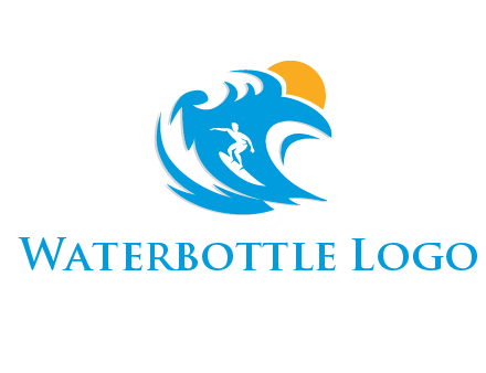 sun, surfing and the waves logo