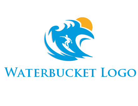 sun, surfing and the waves logo