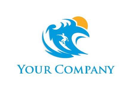sun, surfing and the waves logo