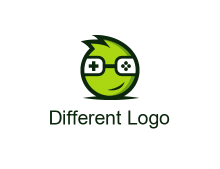 smirking monster character with game controller eyes