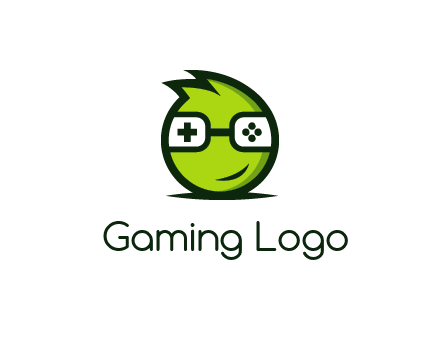 smirking monster character with game controller eyes