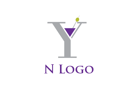 wine with olive inside letter Y logo
